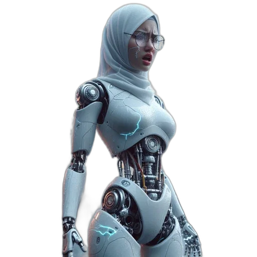 robot, dress, face, concept art transparent PNG cut-out