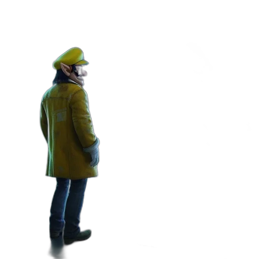 jacket, staff, hat, robot transparent PNG cut-out