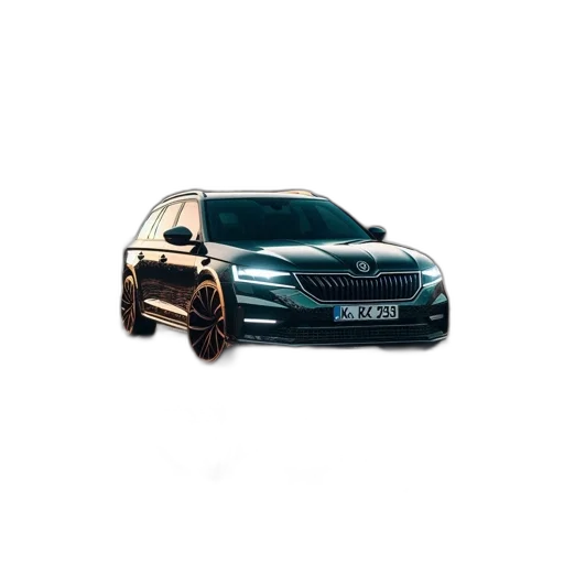 car, photorealistic, 3d render, prominent transparent PNG cut-out