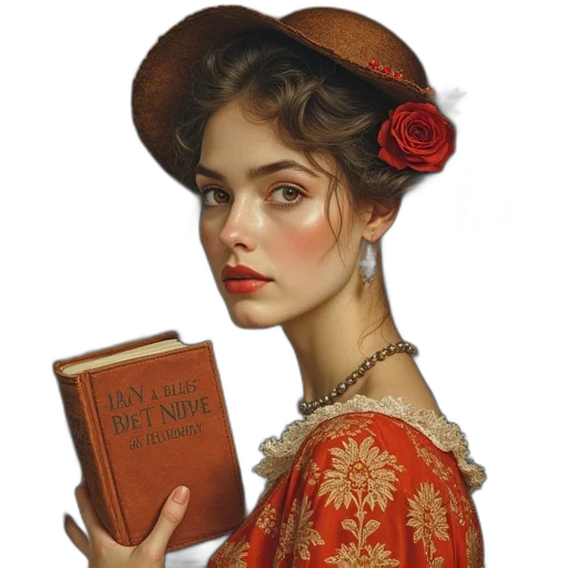 hat, face, dress, jewelry transparent PNG cut-out