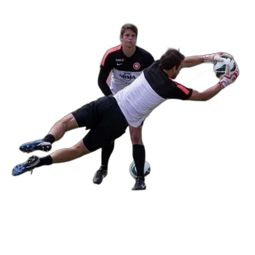 soccer, player, dives, catch transparent PNG cut-out