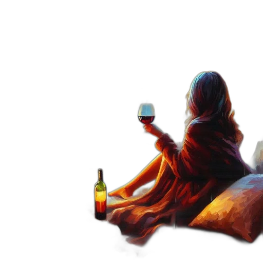 bottle, food, oil painting, photorealistic transparent PNG cut-out