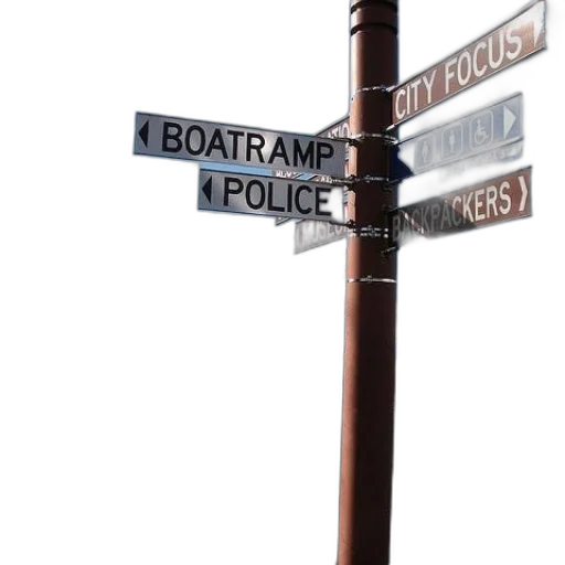 3d render, city street, street, signs transparent PNG cut-out