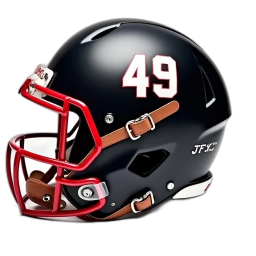 black, football, helmet, red transparent PNG cut-out