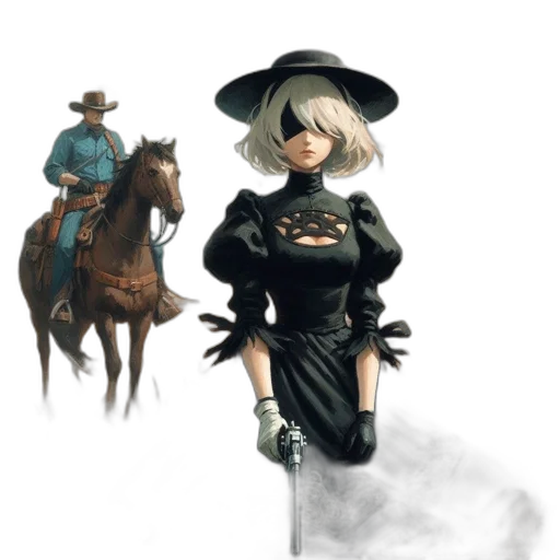 hat, dress, staff, concept art transparent PNG cut-out