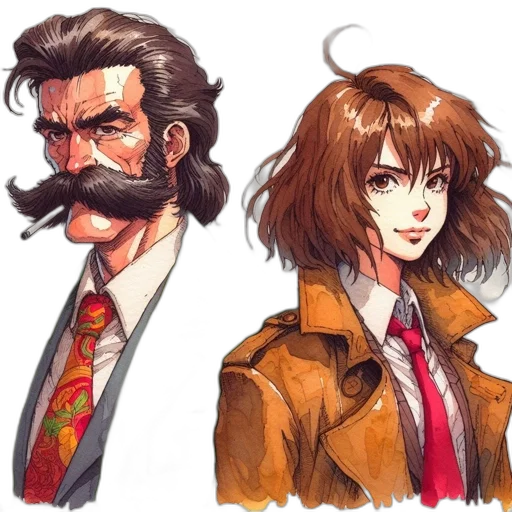 jacket, concept art, watercolor, comic book art transparent PNG cut-out