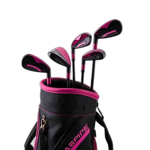 set, golf, clubs, pink transparent PNG cut-out