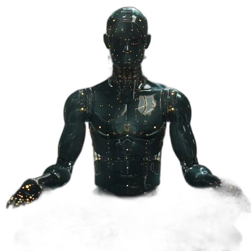 robot, 3d render, concept art, cyberpunk transparent PNG cut-out