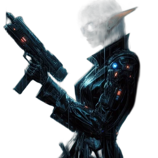 robot, weapon, jacket, staff transparent PNG cut-out