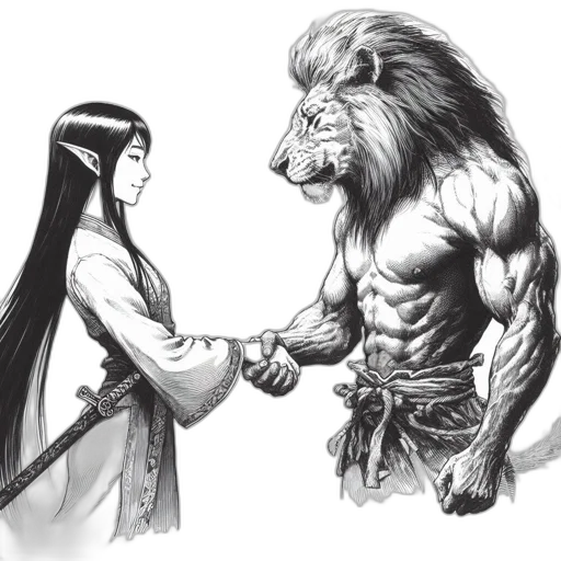 fantasy art, concept art, comic book art, pencil sketch transparent PNG cut-out