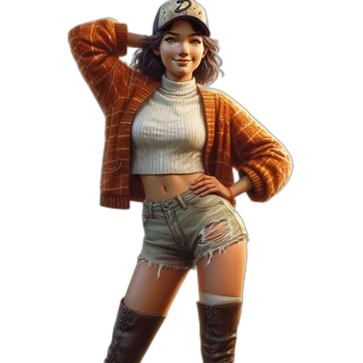 jacket, hat, staff, creature transparent PNG cut-out