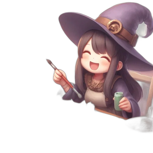 hat, staff, weapon, fantasy art transparent PNG cut-out