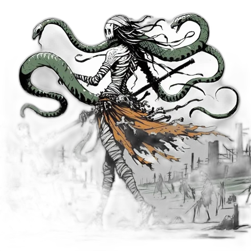 creature, staff, dragon, hair transparent PNG cut-out