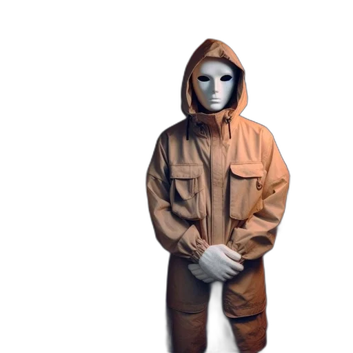 jacket, mask, face, staff transparent PNG cut-out