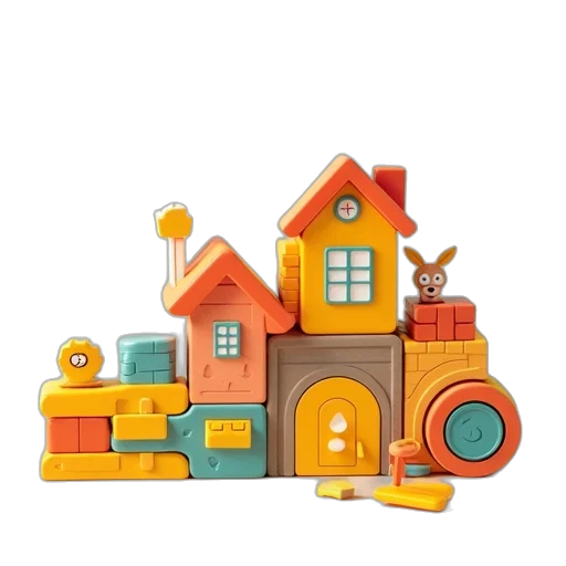furniture, 3d render, concept art, colorful transparent PNG cut-out