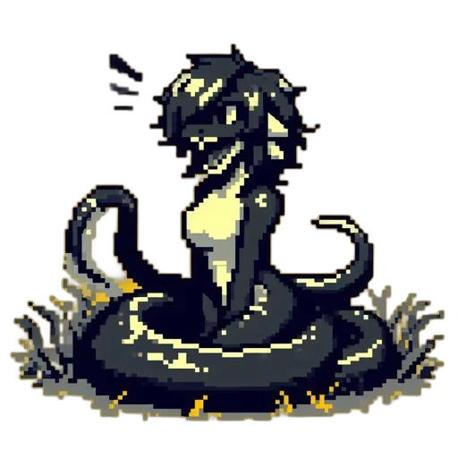 creature, dragon, staff, pixel art transparent PNG cut-out