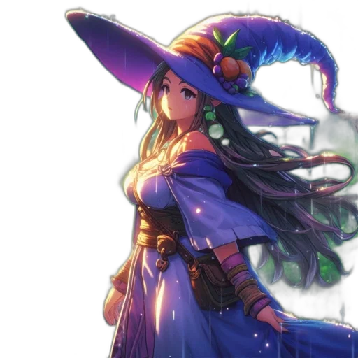 dress, staff, hat, dragon transparent PNG cut-out