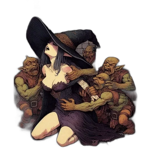 hat, staff, dress, concept art transparent PNG cut-out