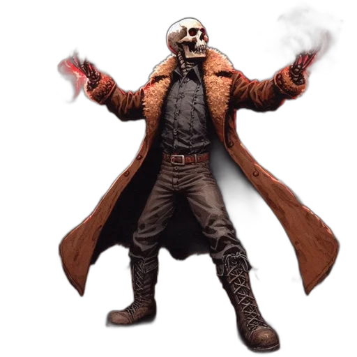 jacket, mask, creature, staff transparent PNG cut-out