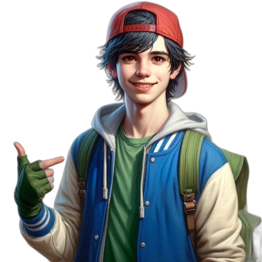 jacket, face, hat, concept art transparent PNG cut-out