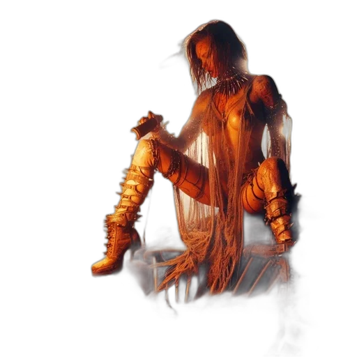 hair, staff, creature, sword transparent PNG cut-out