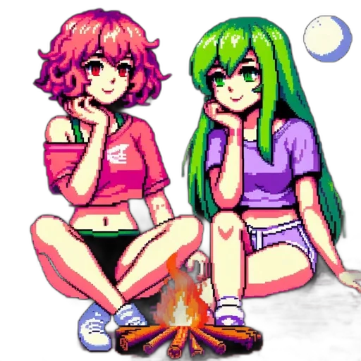 pixel art, vaporwave, anime, watercolor transparent PNG cut-out