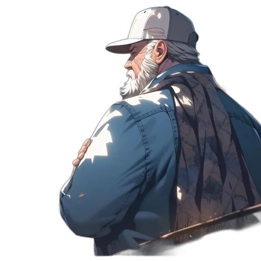 jacket, hat, face, staff transparent PNG cut-out