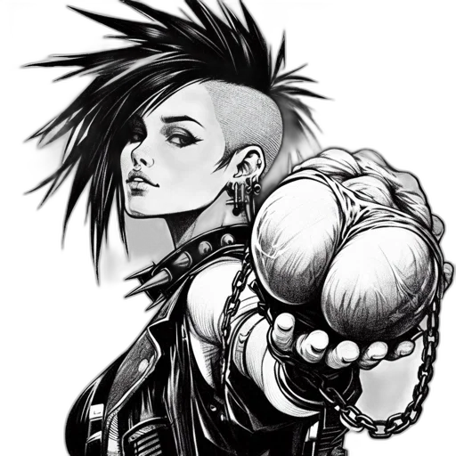 jacket, weapon, comic book art, cyberpunk transparent PNG cut-out