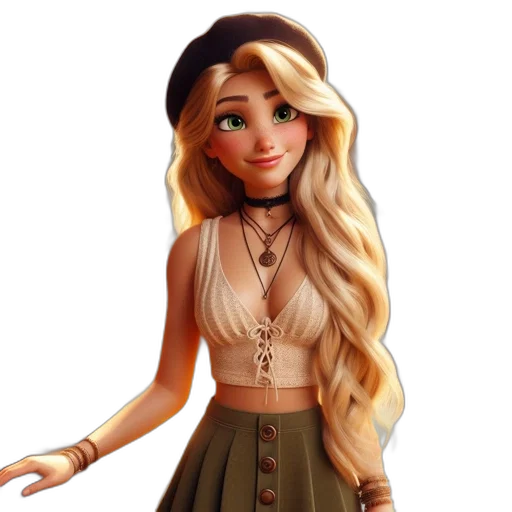 dress, jewelry, staff, face transparent PNG cut-out