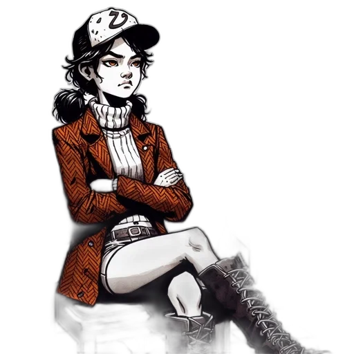 hat, jacket, staff, comic book art transparent PNG cut-out