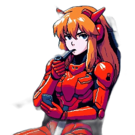 robot, pixel art, concept art, anime transparent PNG cut-out