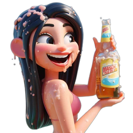 bottle, dress, robot, 3d render transparent PNG cut-out
