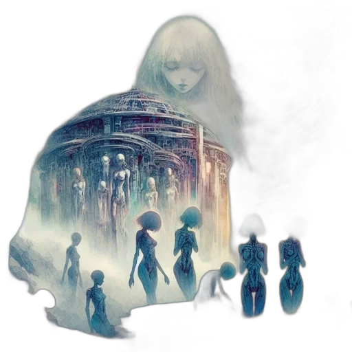 mask, dress, robot, concept art transparent PNG cut-out