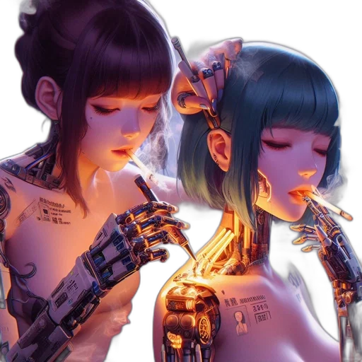 jewelry, robot, cyberpunk, fantasy art transparent PNG cut-out