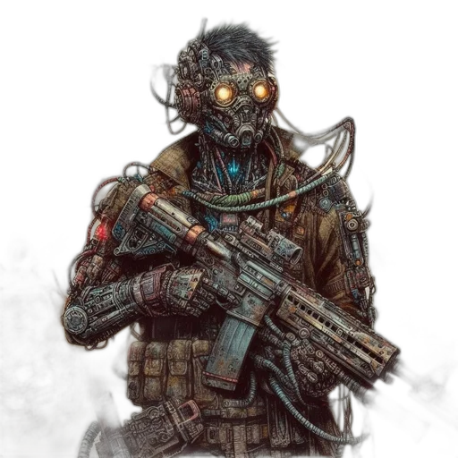 robot, weapon, mask, face transparent PNG cut-out