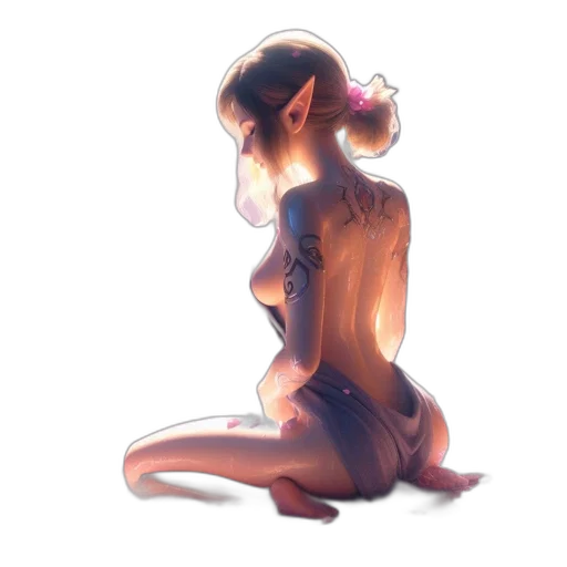 dress, staff, creature, hair transparent PNG cut-out