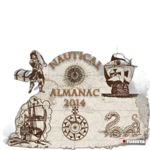 concept art, vintage-style, nautical, almanac transparent PNG cut-out