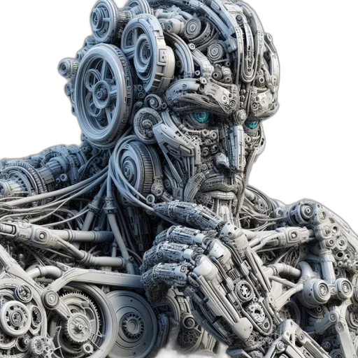 robot, face, concept art, 3d render transparent PNG cut-out