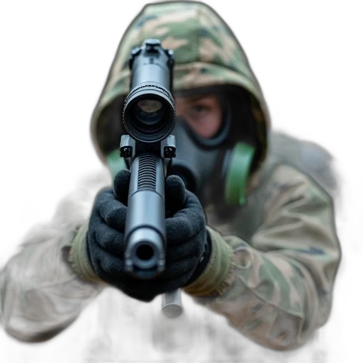 weapon, jacket, mask, staff transparent PNG cut-out