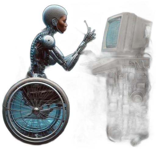 robot, concept art, cyberpunk, 3d render transparent PNG cut-out