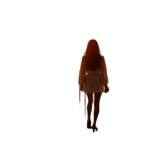 dress, hair, creature, staff transparent PNG cut-out