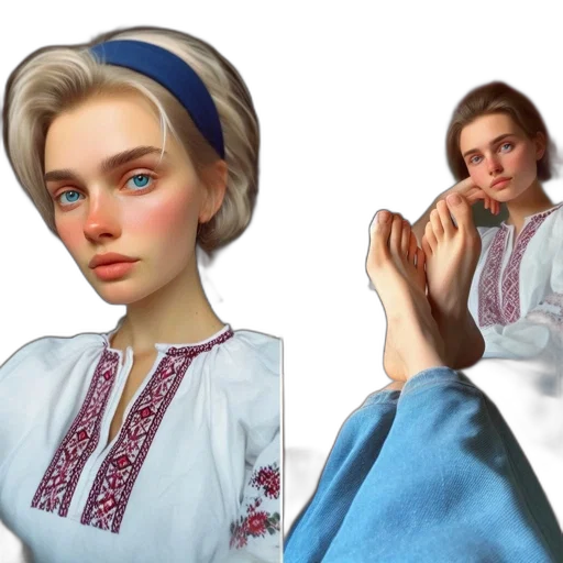 face, dress, photorealistic, oil painting transparent PNG cut-out