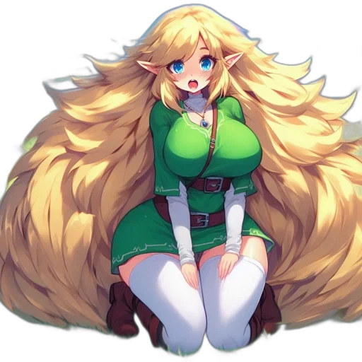 dress, hair, staff, pixel art transparent PNG cut-out