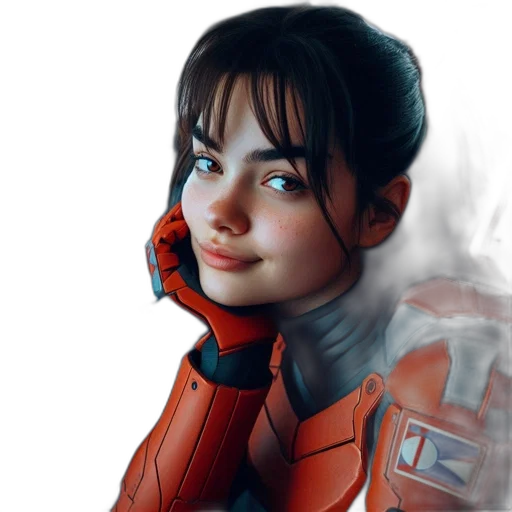 robot, jacket, face, concept art transparent PNG cut-out