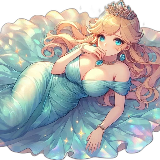 dress, crown, watercolor, fantasy art transparent PNG cut-out