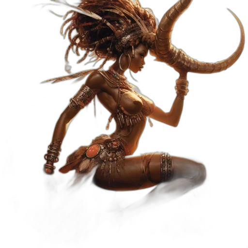 creature, hair, staff, dragon transparent PNG cut-out
