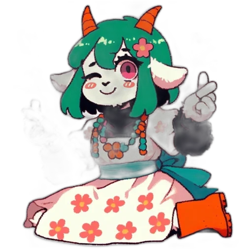 staff, dress, creature, flower transparent PNG cut-out