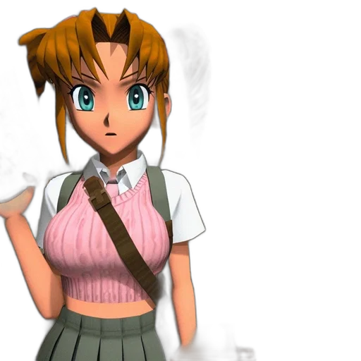 dress, staff, 3d render, anime transparent PNG cut-out