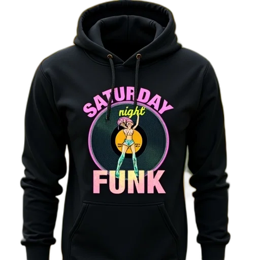 cartoon, black, hoodie, graphic transparent PNG cut-out