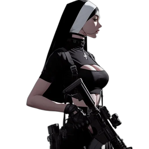 weapon, dress, concept art, cyberpunk transparent PNG cut-out